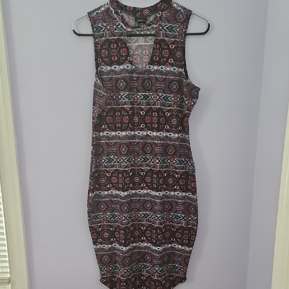 Rue21 Red and Blue Sleeveless Bodycon Mini Dress